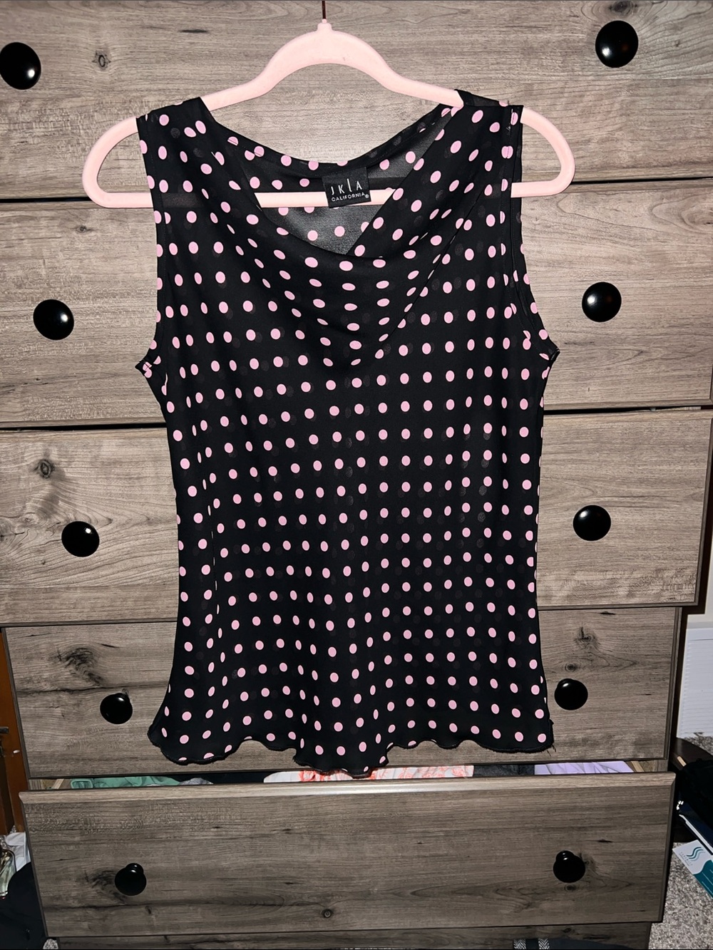 Black & Pink Polka Dot Sleeveless Top